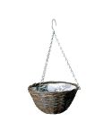 Willow & Black Rattan Round Basket - 30cm / 12"