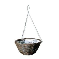 Willow / Black Rattan Round Hanging Basket